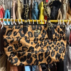 Coach Tan and Black Leopard Tote